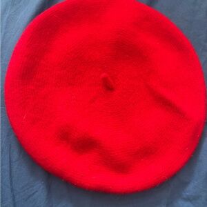 Zara Bold Red Wool Beret